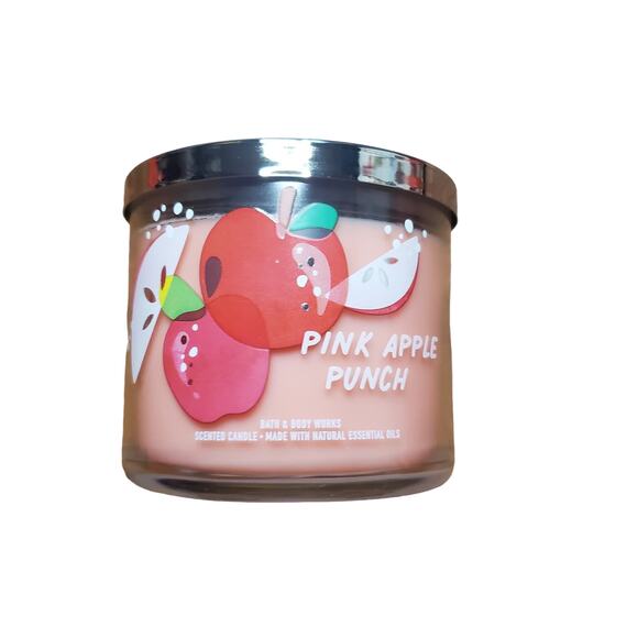 Bath & Body Works Pink Apple Punch NEW 3 Wick Candle 14.5 oz Full Size - Picture 1 of 6